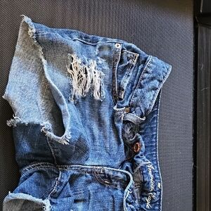 American Eagle Outfitters Blue Distressed Denim Shorts